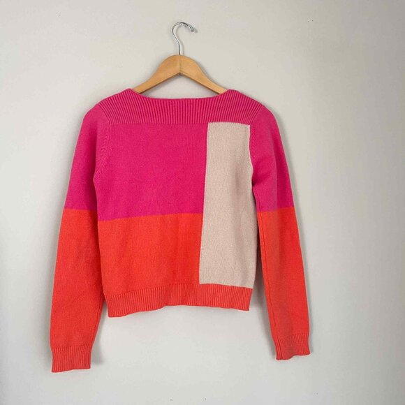 THML Boutique Colorblock Pink Orange Red Sweater Size Small - Picture 5 of 5